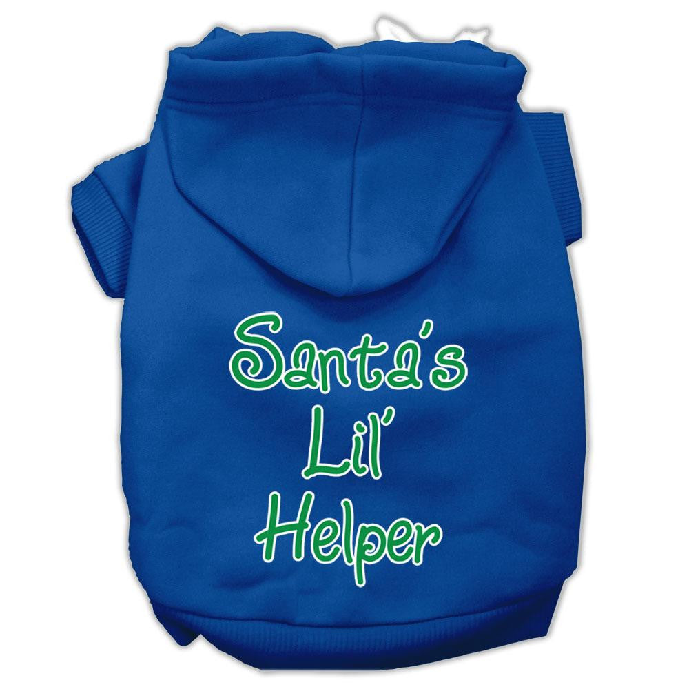 Santa's Lil' Helper Screen Print Pet Hoodies Blue Size XXL (18)