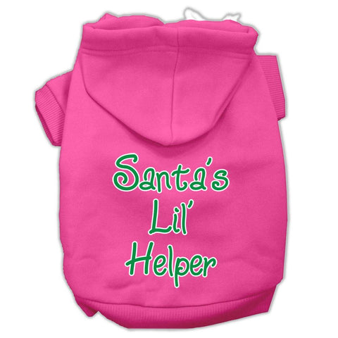 Santa's Lil' Helper Screen Print Pet Hoodies Bright Pink Size XXL (18)