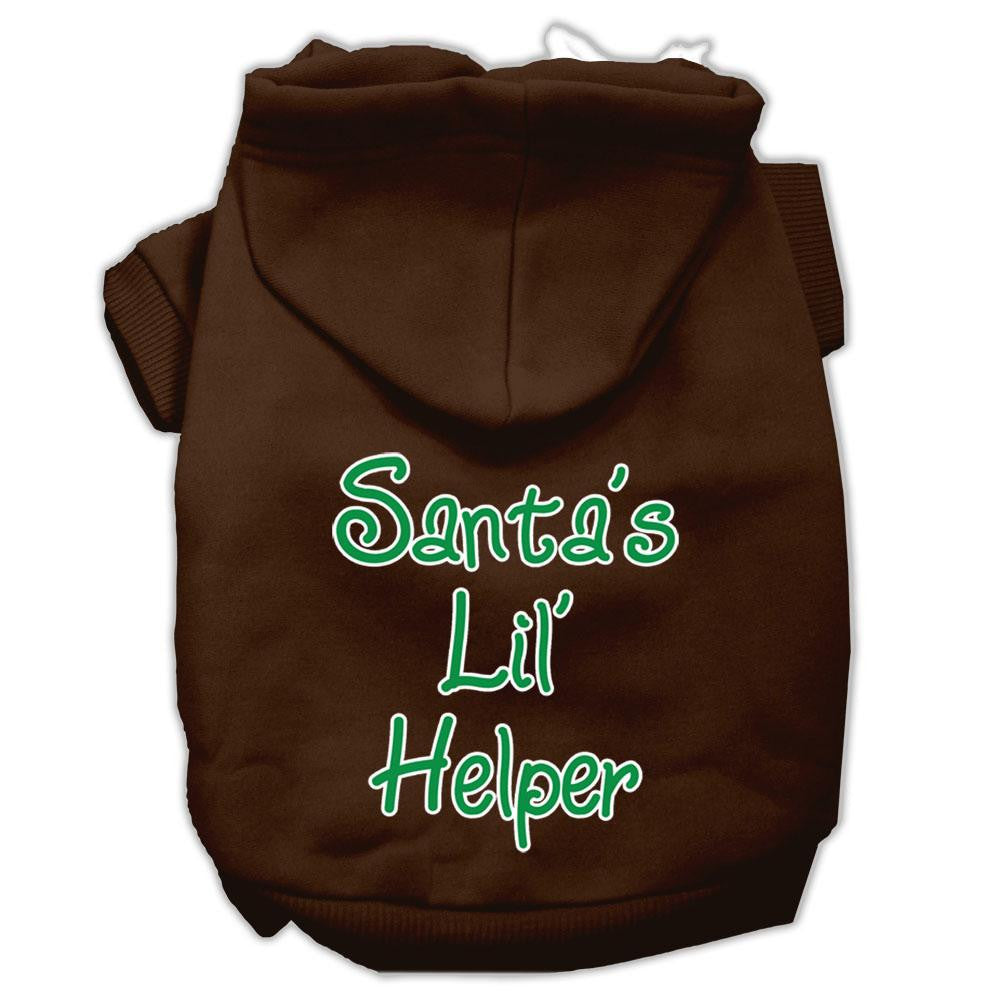 Santa's Lil' Helper Screen Print Pet Hoodies Brown Size XXL (18)