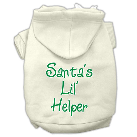 Santa's Lil' Helper Screen Print Pet Hoodies Cream Size XXL (18)