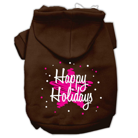 Scribble Happy Holidays Screenprint Pet Hoodies Brown Size L (14)