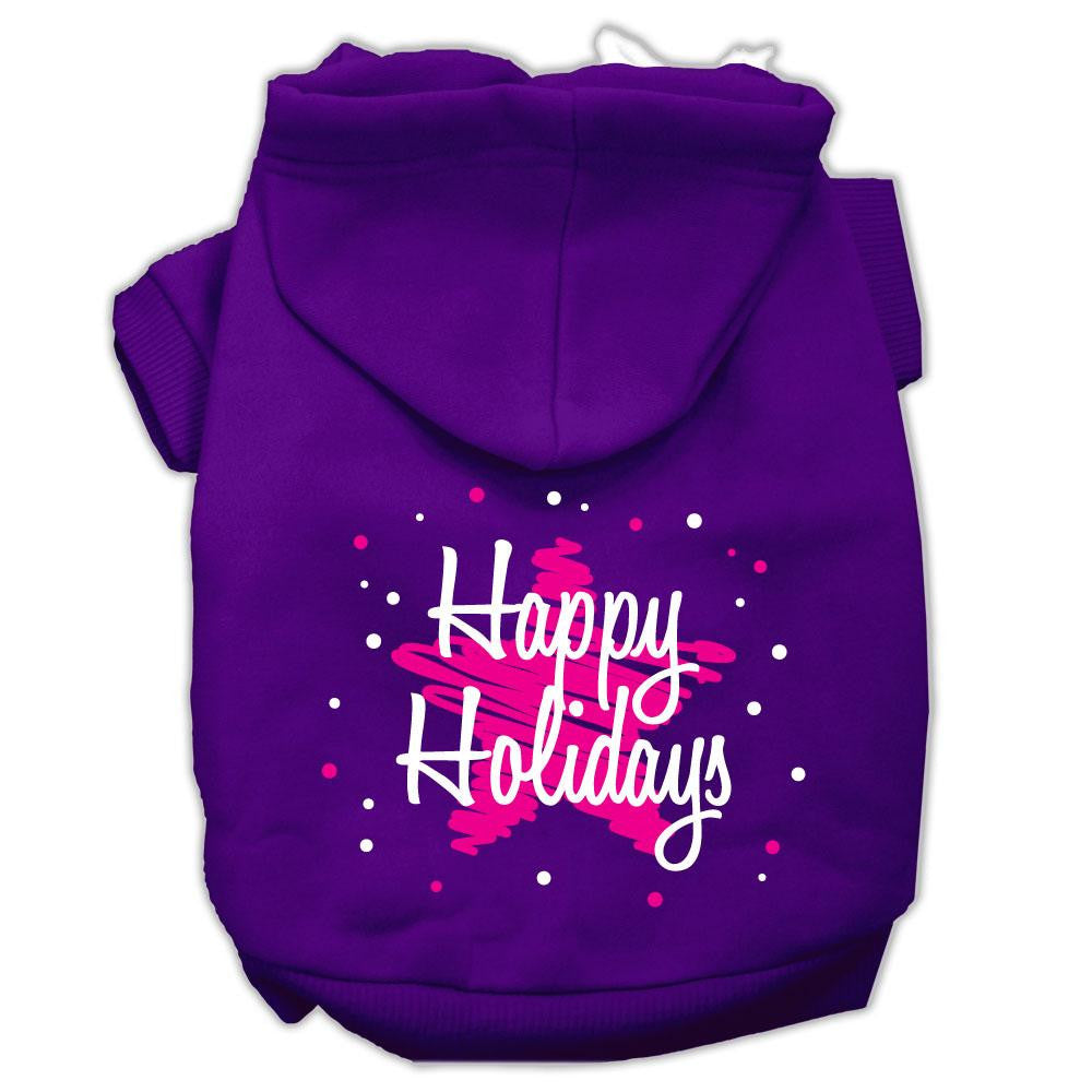 Scribble Happy Holidays Screenprint Pet Hoodies Purple Size S (10)