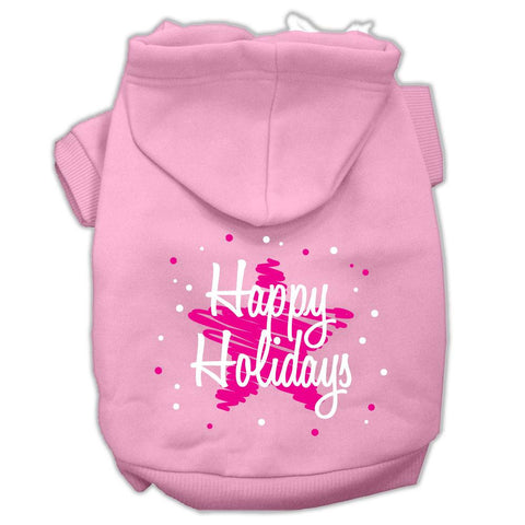 Scribble Happy Holidays Screenprint Pet Hoodies Light Pink Size XL (16)