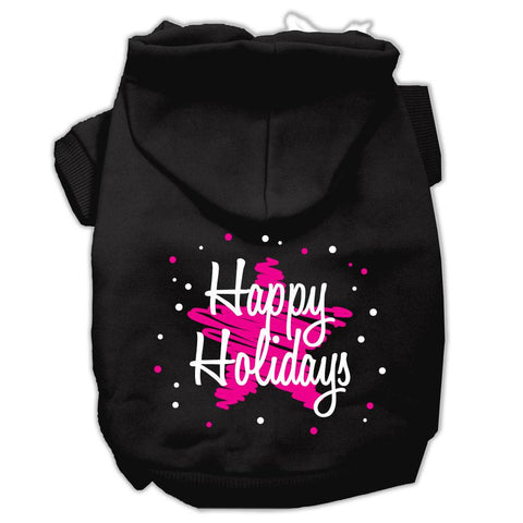 Scribble Happy Holidays Screenprint Pet Hoodies Black Size XS (8)