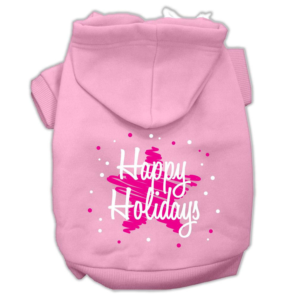 Scribble Happy Holidays Screenprint Pet Hoodies Light Pink Size XXL (18)