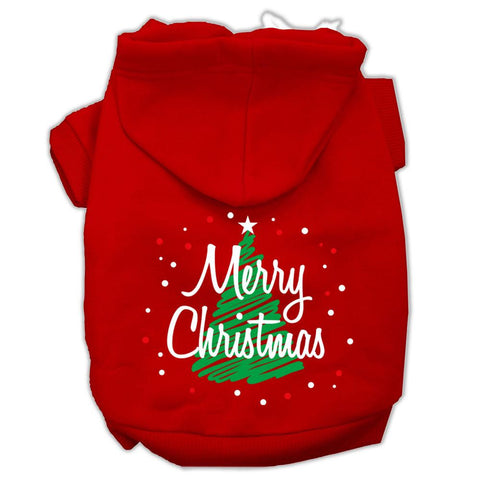 Scribbled Merry Christmas Screenprint Pet Hoodies Red Size L (14)