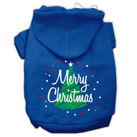 Scribbled Merry Christmas Screenprint Pet Hoodies Blue Size XL (16)