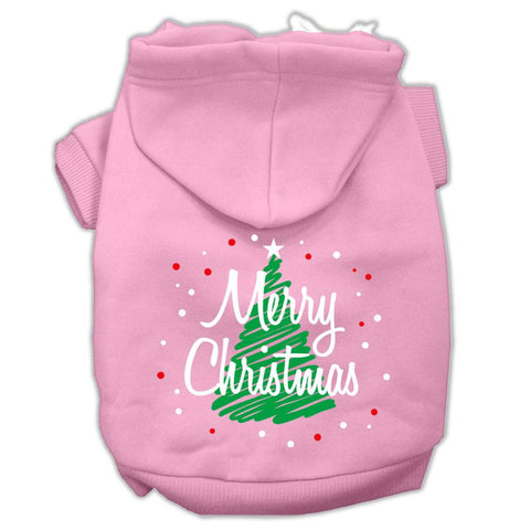 Scribbled Merry Christmas Screenprint Pet Hoodies Light Pink Size XL (16)