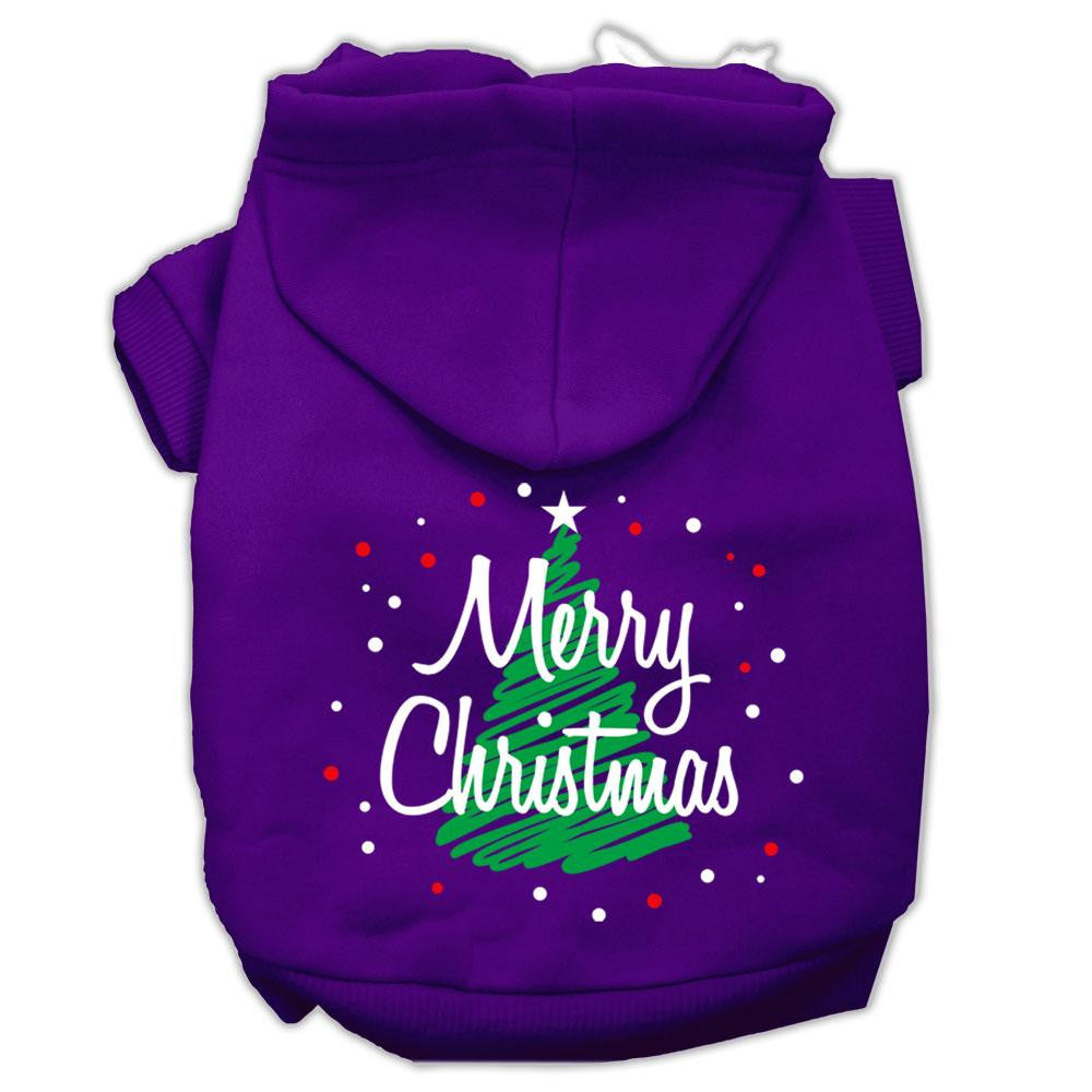 Scribbled Merry Christmas Screenprint Pet Hoodies Purple Size XL (16)