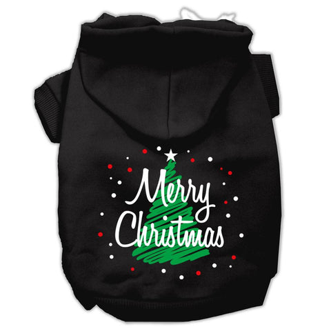 Scribbled Merry Christmas Screenprint Pet Hoodies Black Size XS (8)