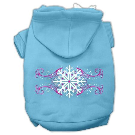 Pink Snowflake Swirls Screenprint Pet Hoodies Baby Blue Size XXXL (20)