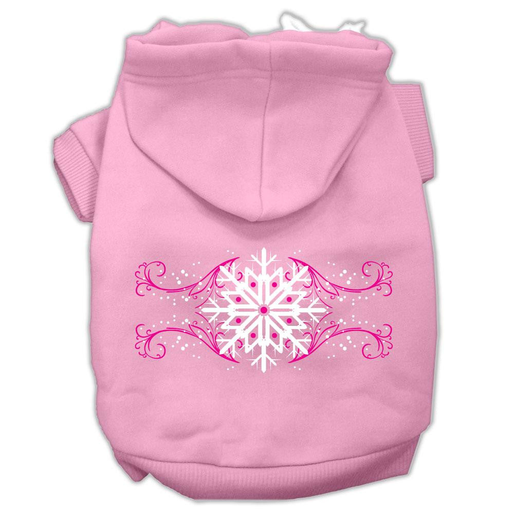 Pink Snowflake Swirls Screenprint Pet Hoodies Light Pink Size XXXL (20)