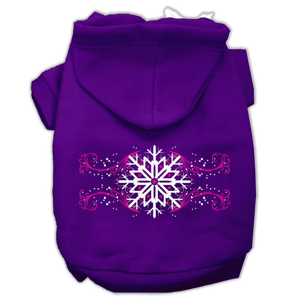 Pink Snowflake Swirls Screenprint Pet Hoodies Purple Size XXXL (20)