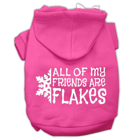 All my friends are Flakes Screen Print Pet Hoodies Bright Pink Size XS (8)