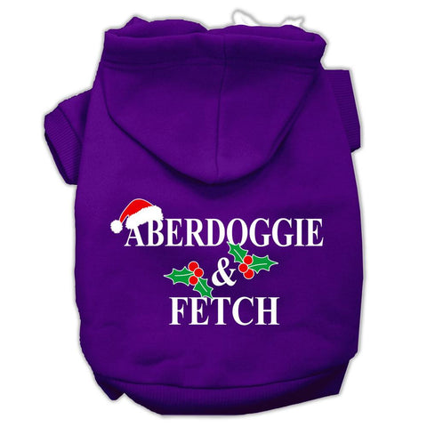 Aberdoggie Christmas Screen Print Pet Hoodies Purple Size XS (8)