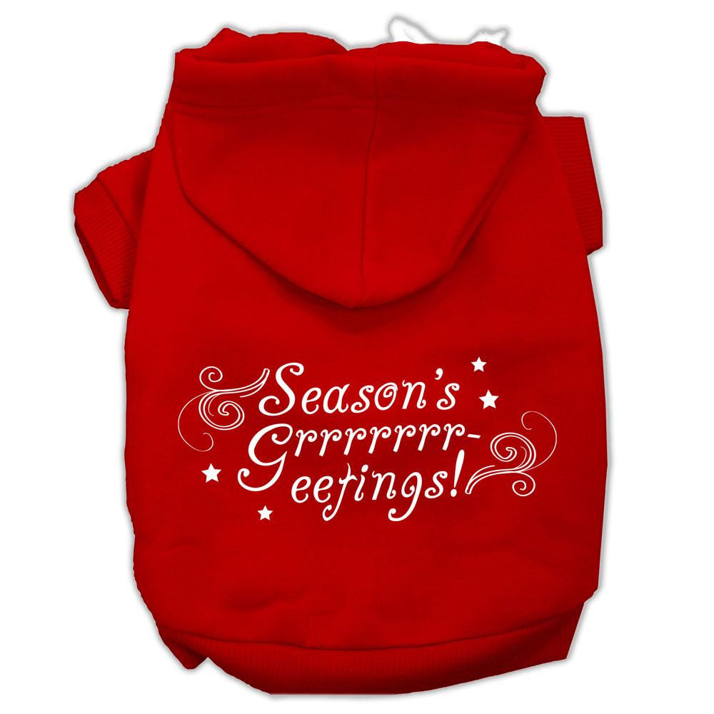 Seasons Greetings Screen Print Pet Hoodies Red Size L (14)