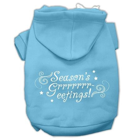 Seasons Greetings Screen Print Pet Hoodies Baby Blue Size M (12)