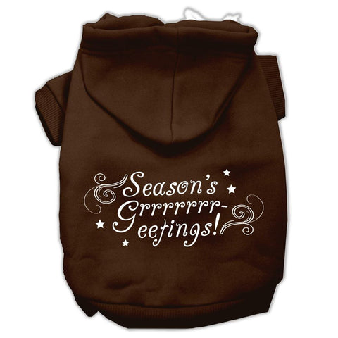 Seasons Greetings Screen Print Pet Hoodies Brown Size S (10)