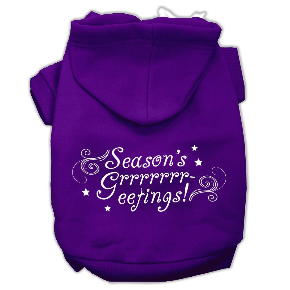 Seasons Greetings Screen Print Pet Hoodies Purple Size S (10)