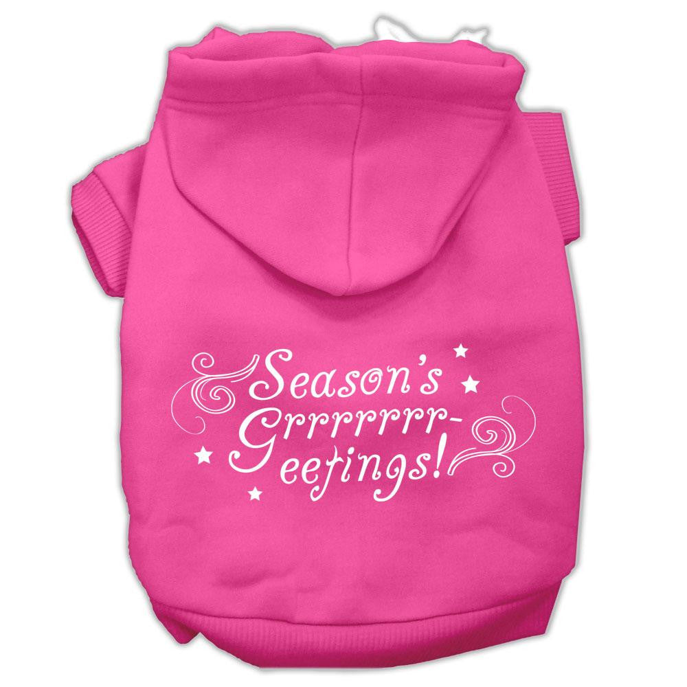 Seasons Greetings Screen Print Pet Hoodies Bright Pink Size XS (8)