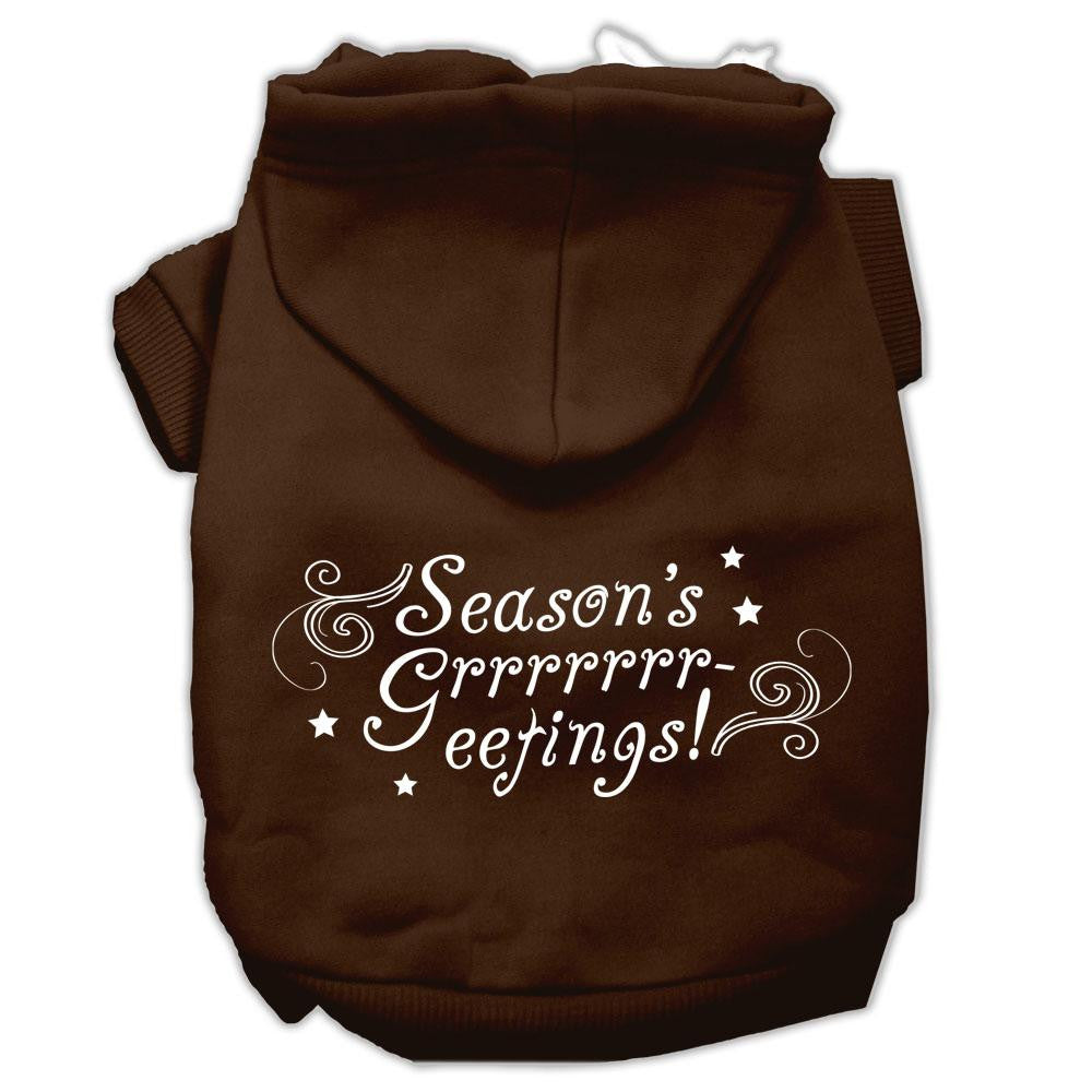 Seasons Greetings Screen Print Pet Hoodies Brown Size XXXL(20)