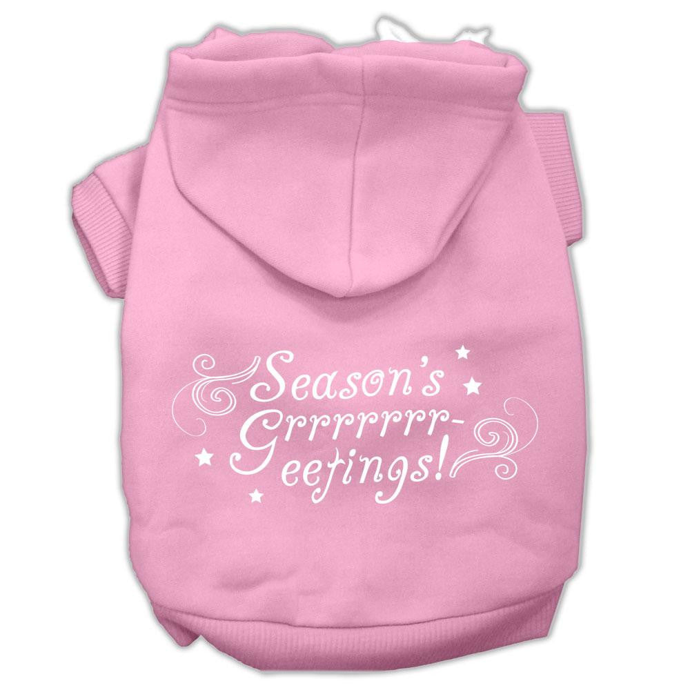 Seasons Greetings Screen Print Pet Hoodies Light Pink Size XXXL(20)