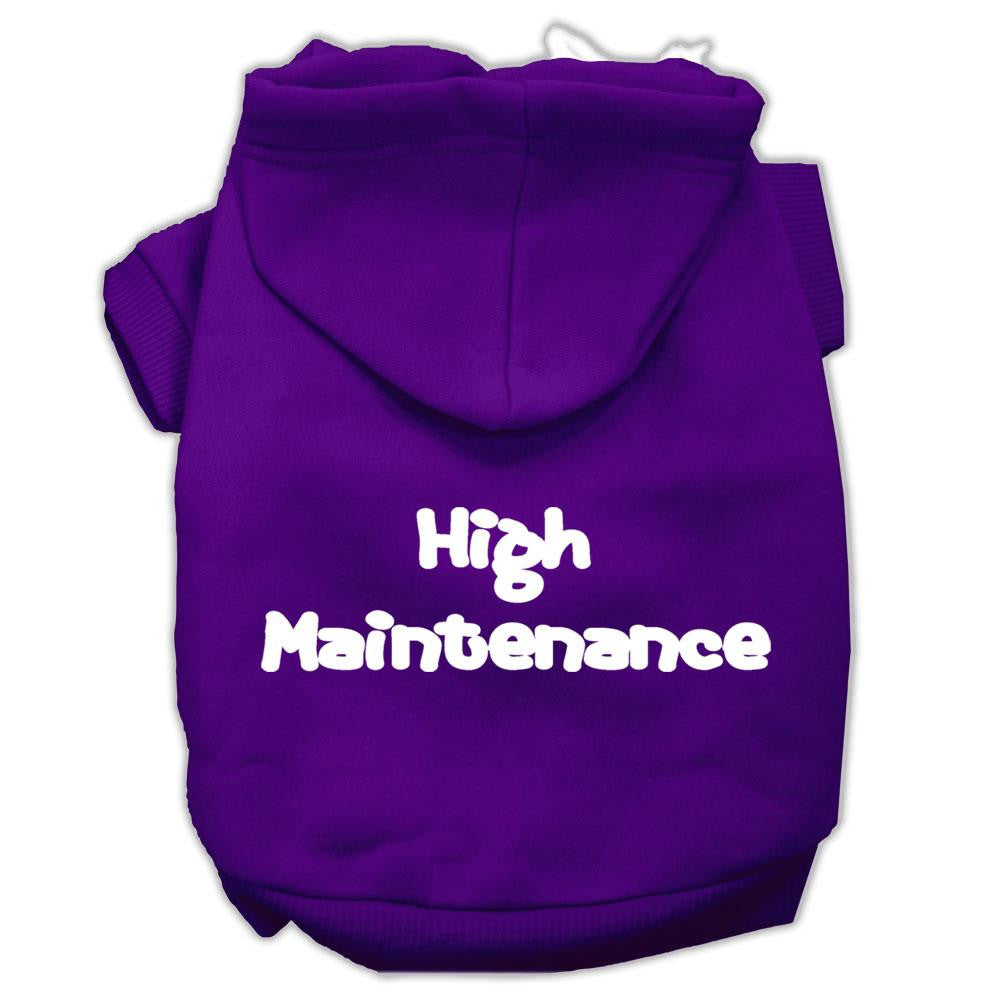 High Maintenance Screen Print Pet Hoodies Purple Size S (10)