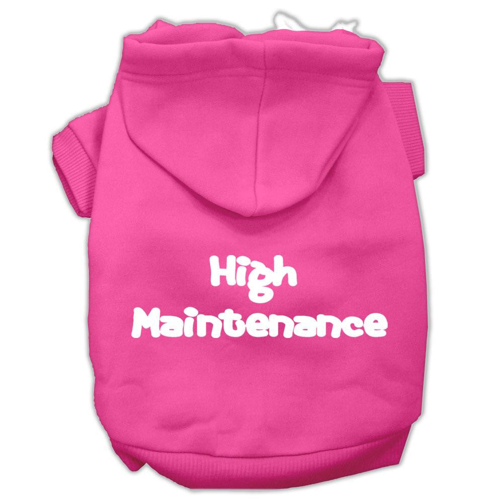 High Maintenance Screen Print Pet Hoodies Bright Pink Size XS (8)