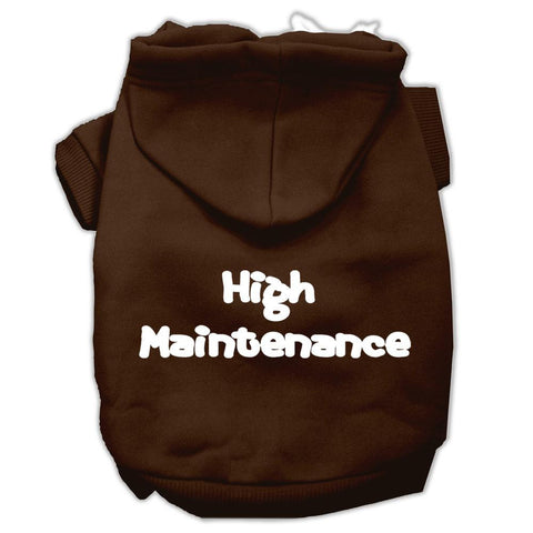 High Maintenance Screen Print Pet Hoodies Brown XS (8)