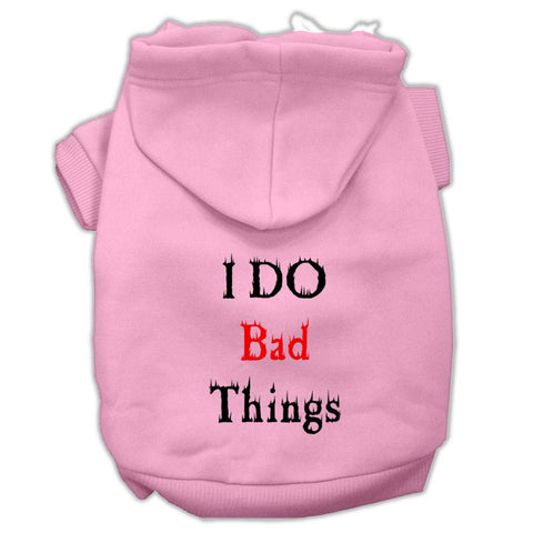 I Do Bad Things Screen Print Pet Hoodies Light Pink XXXL(20)