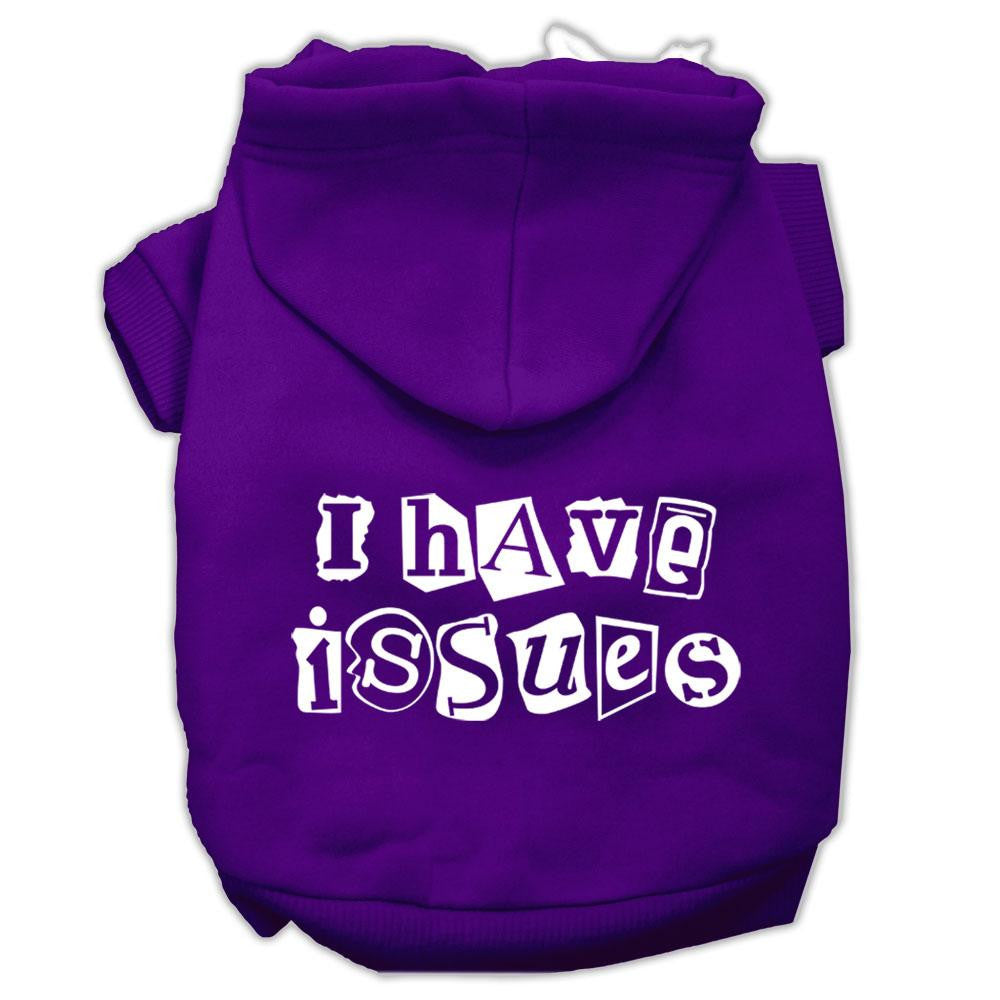 I Have Issues Screen Printed Dog Pet Hoodies Purple Size XS (8)