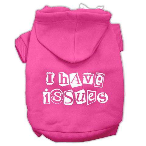 I Have Issues Screen Printed Dog Pet Hoodies Bright Pink Size XXL (18)