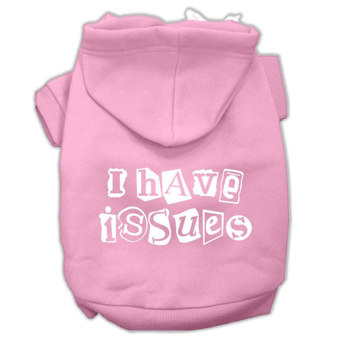 I Have Issues Screen Printed Dog Pet Hoodies Light Pink Size XXXL (20)