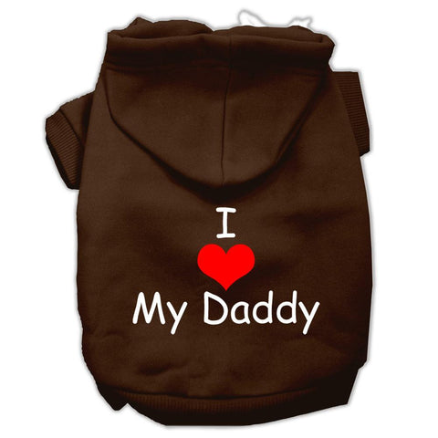 I Love My Daddy Screen Print Pet Hoodies Brown Size Sm (10)