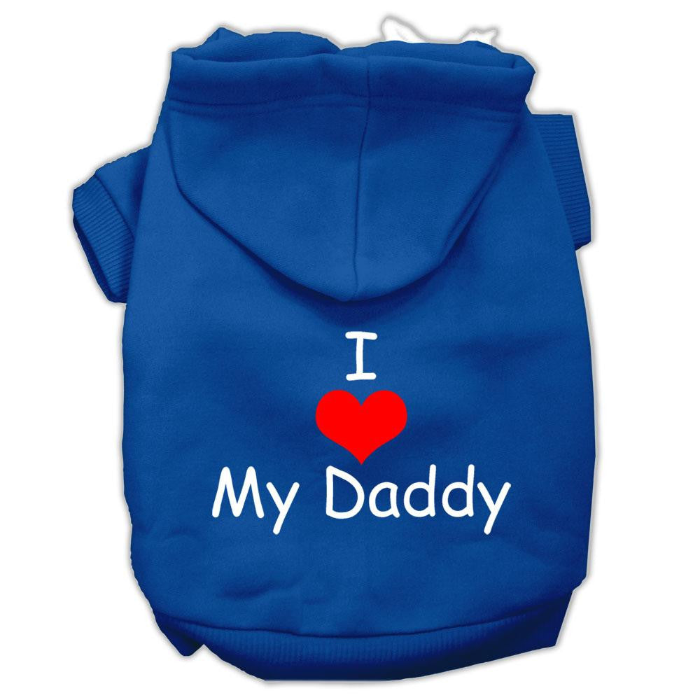 I Love My Daddy Screen Print Pet Hoodies Blue Size XS (8)