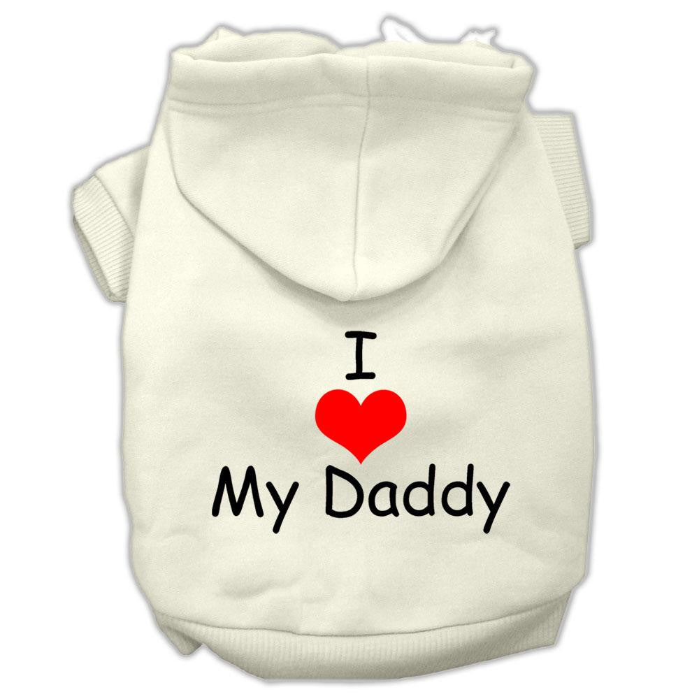 I Love My Daddy Screen Print Pet Hoodies Cream Size XS (8)