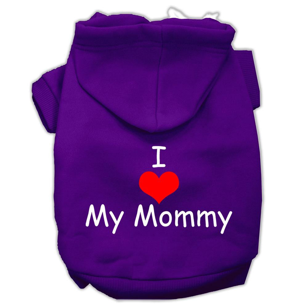 I Love My Mommy Screen Print Pet Hoodies Purple Size Sm (10)