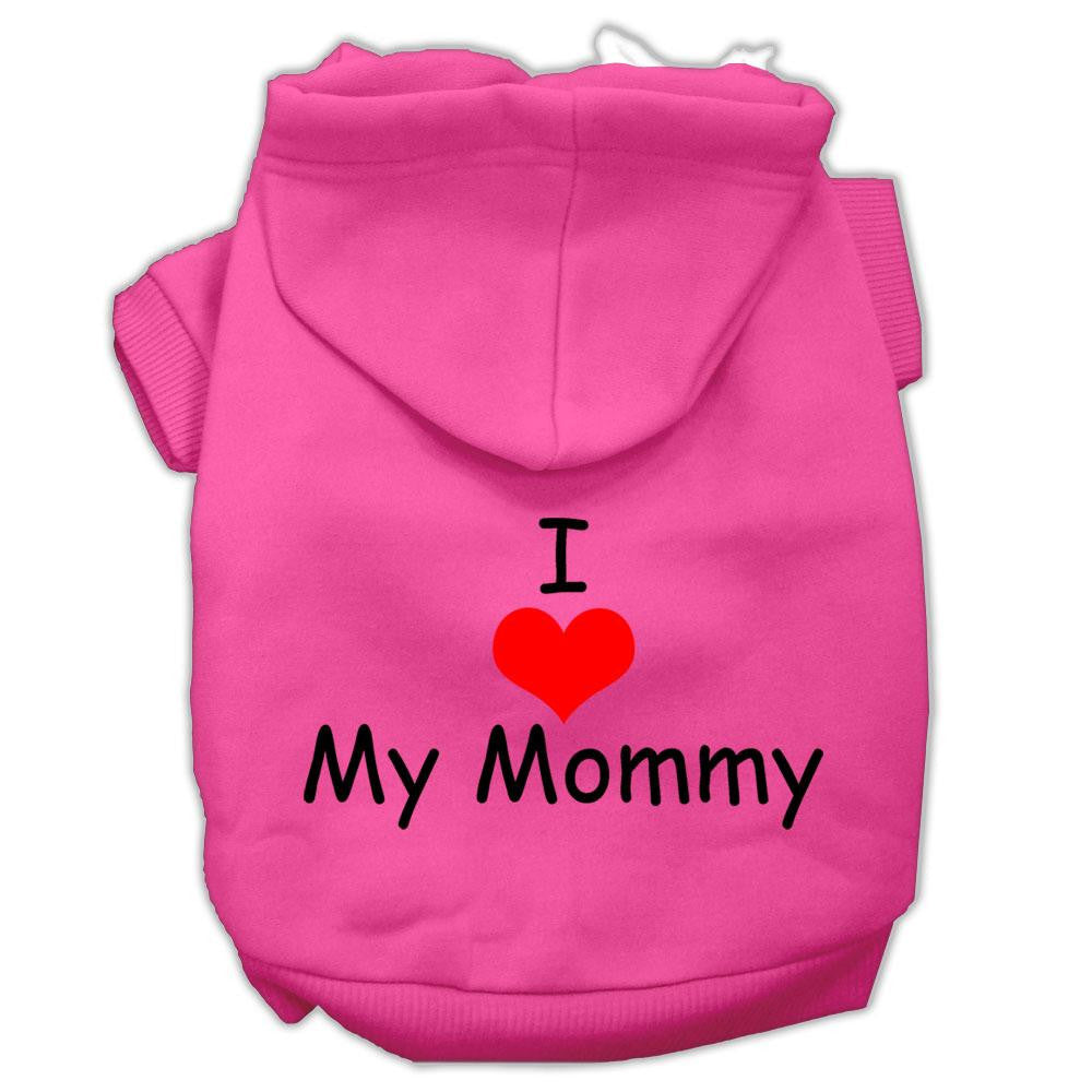 I Love My Mommy Screen Print Pet Hoodies Bright Pink Size XS (8)