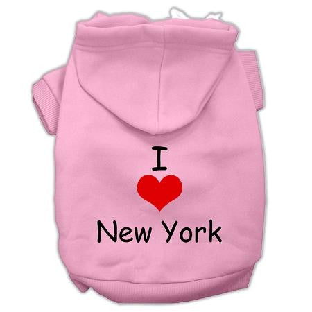 I Love New York Screen Print Pet Hoodies Pink Size XL (16)