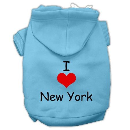 I Love New York Screen Print Pet Hoodies Baby Blue Size XXL (18)