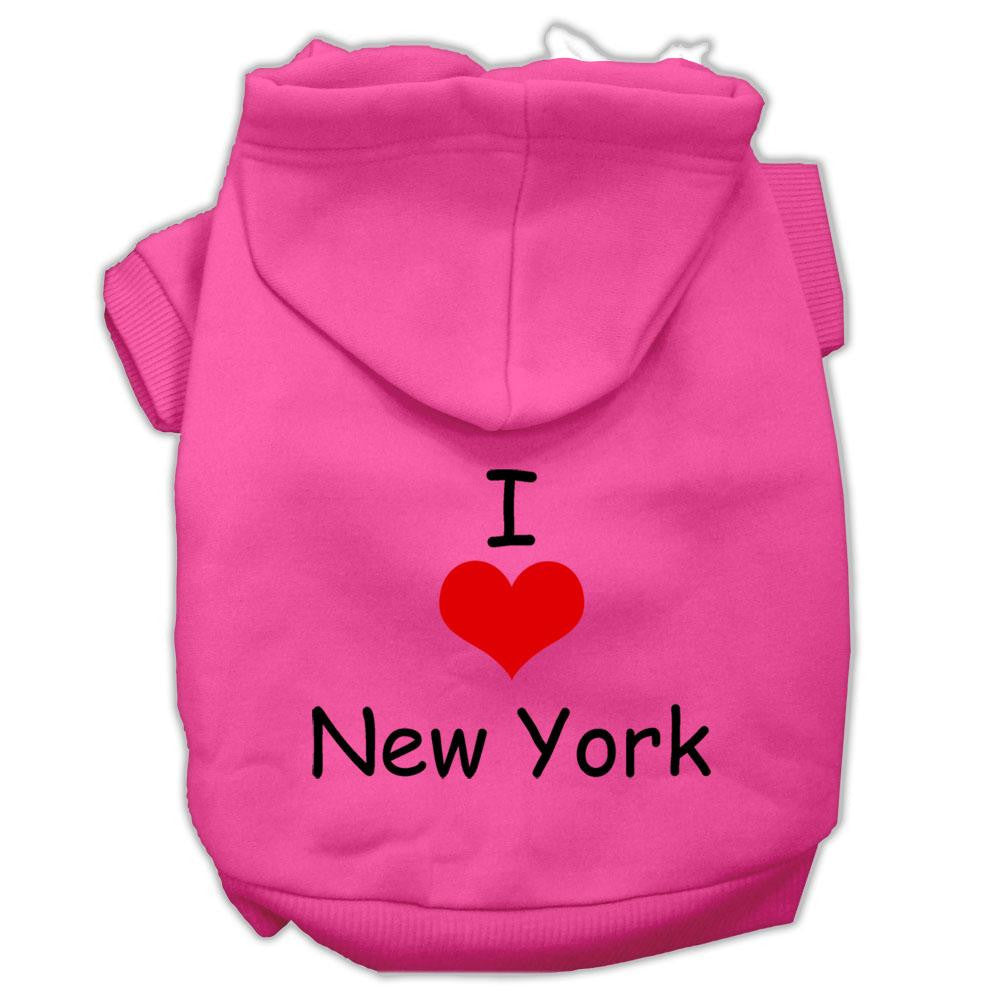 I Love New York Screen Print Pet Hoodies Bright Pink Size XXL (18)