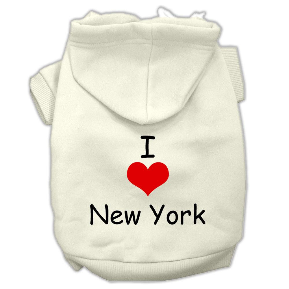 I Love New York Screen Print Pet Hoodies Cream Size XXL (18)