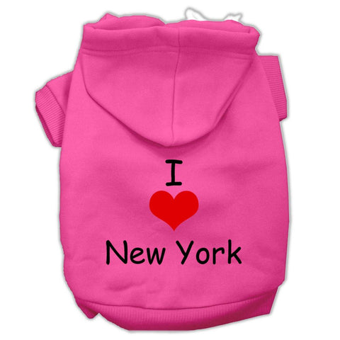 I Love New York Screen Print Pet Hoodies Bright Pink Size XXXL (20)