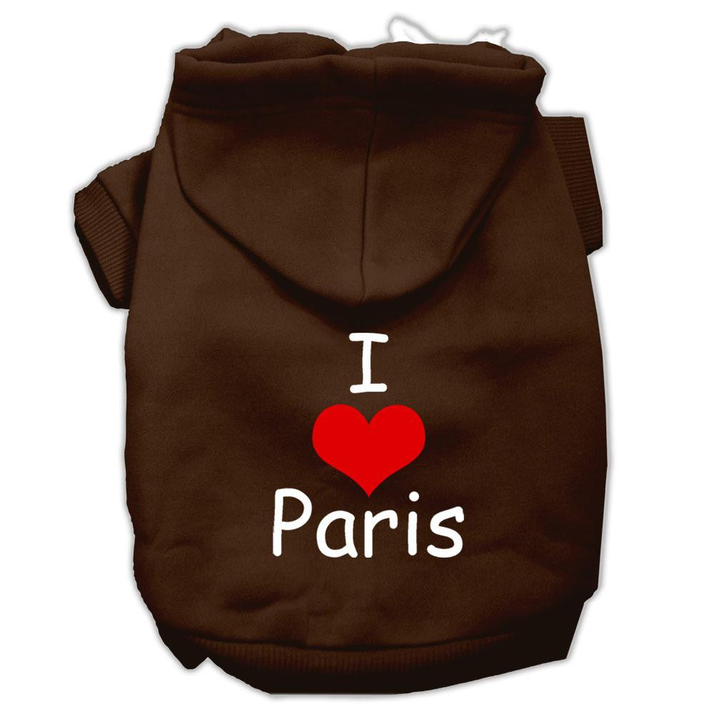 I Love Paris Screen Print Pet Hoodies Brown Size Lg (14)