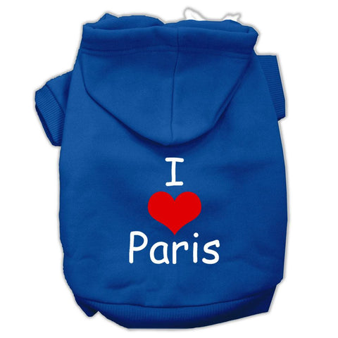 I Love Paris Screen Print Pet Hoodies Blue Size XXXL (20)