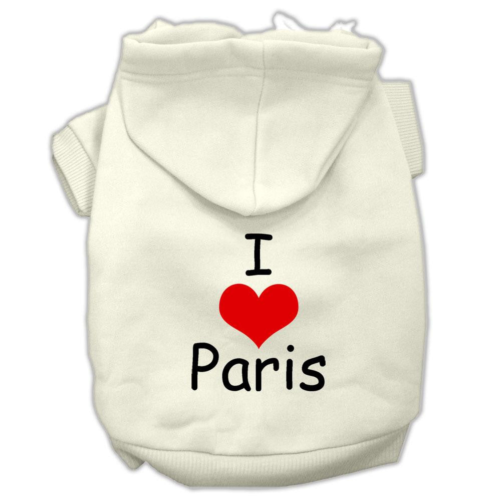 I Love Paris Screen Print Pet Hoodies Cream Size XXXL (20)