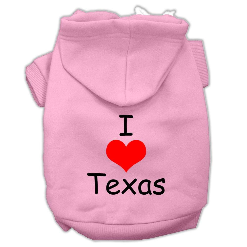 I Love Texas Screen Print Pet Hoodies Light Pink Size XXL (18)