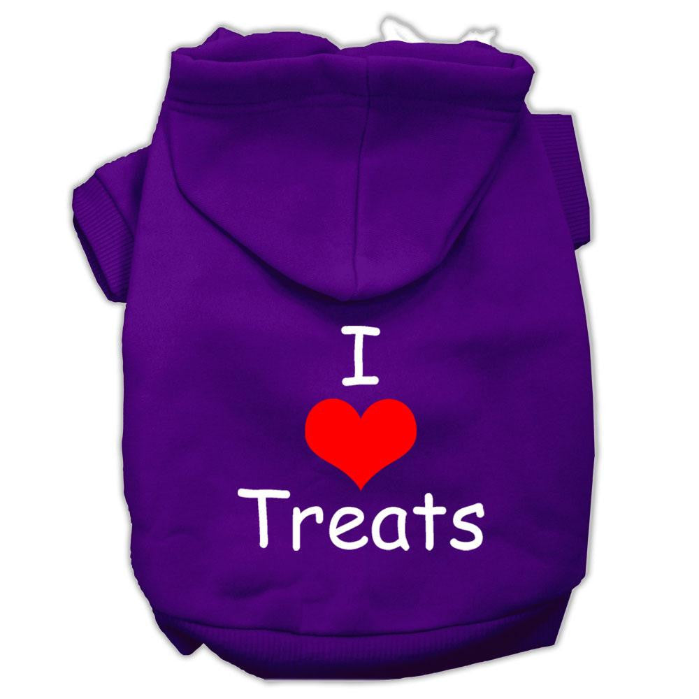 I Love Treats Screen Print Pet Hoodies Purple Size XS (8)