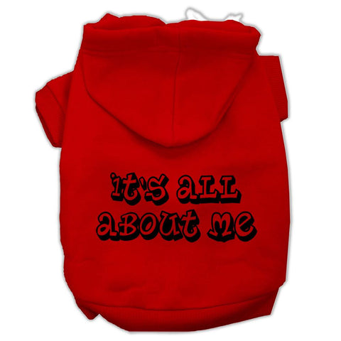 It's All About Me Screen Print Pet Hoodies Red Size Sm (10)