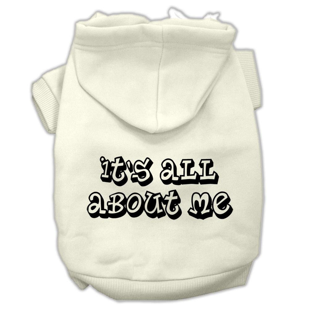 It's All About Me Screen Print Pet Hoodies Cream Size XL (16)